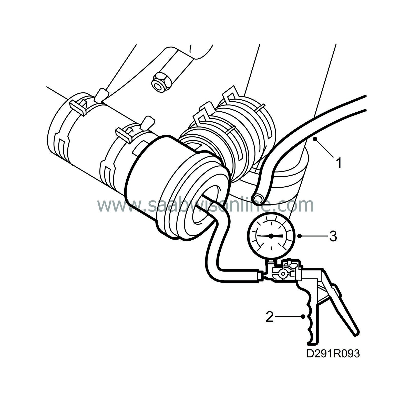Checking the bypass valve (B235R, B205L/R) 93 2000 SAAB Information System Online