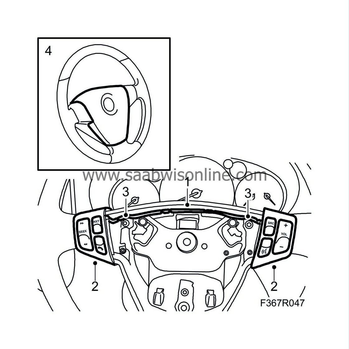 Steering wheel controls 93 2004 SAAB Information System