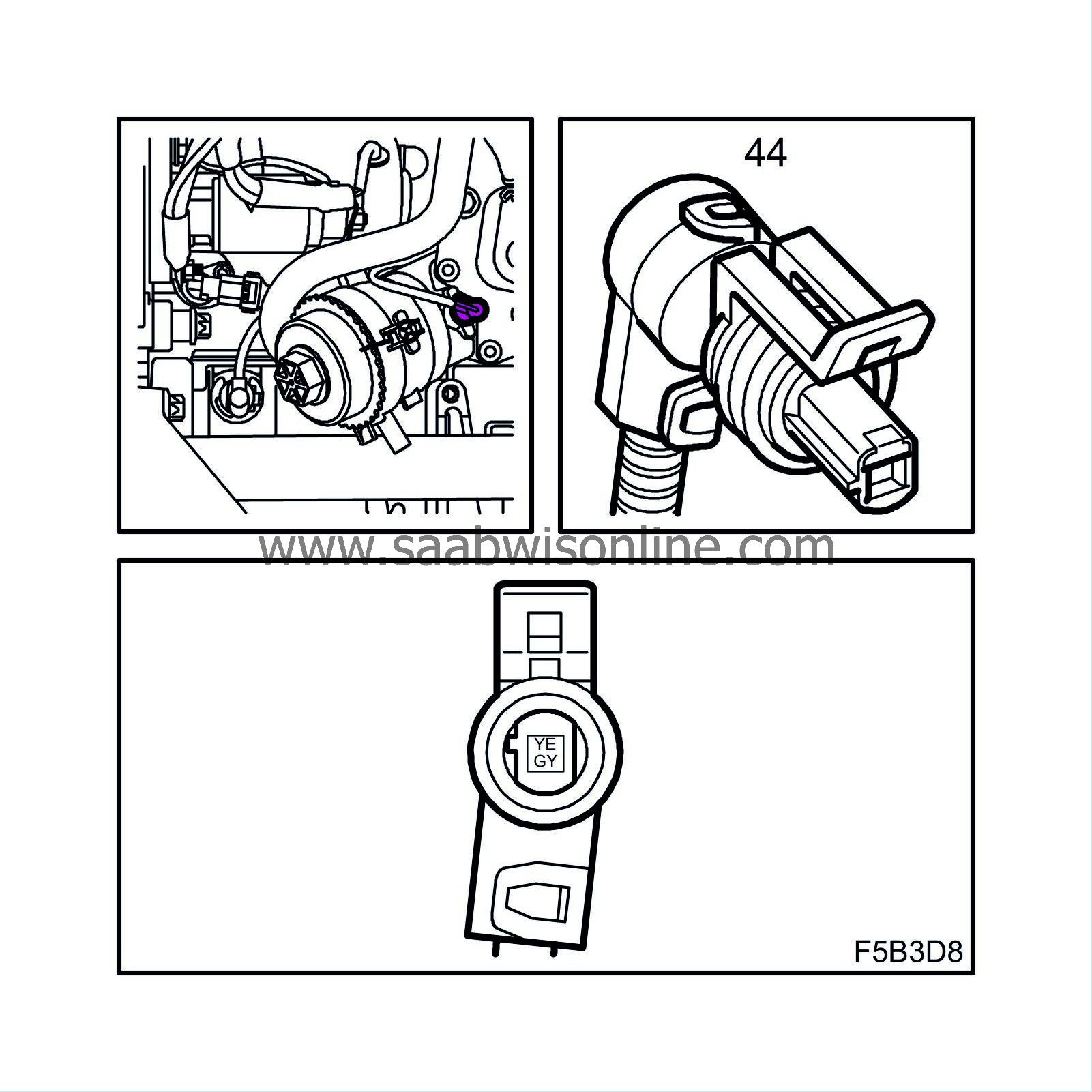 Engine oil pressure switch (44) 93 2008 SAAB Information