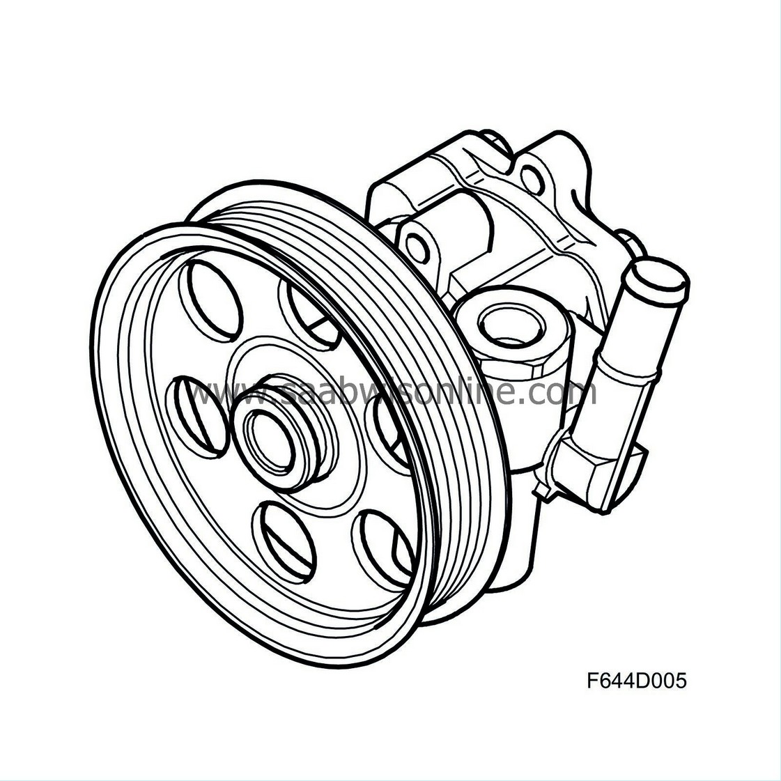 Power steering pump, B284 engine 93 2009 SAAB Information