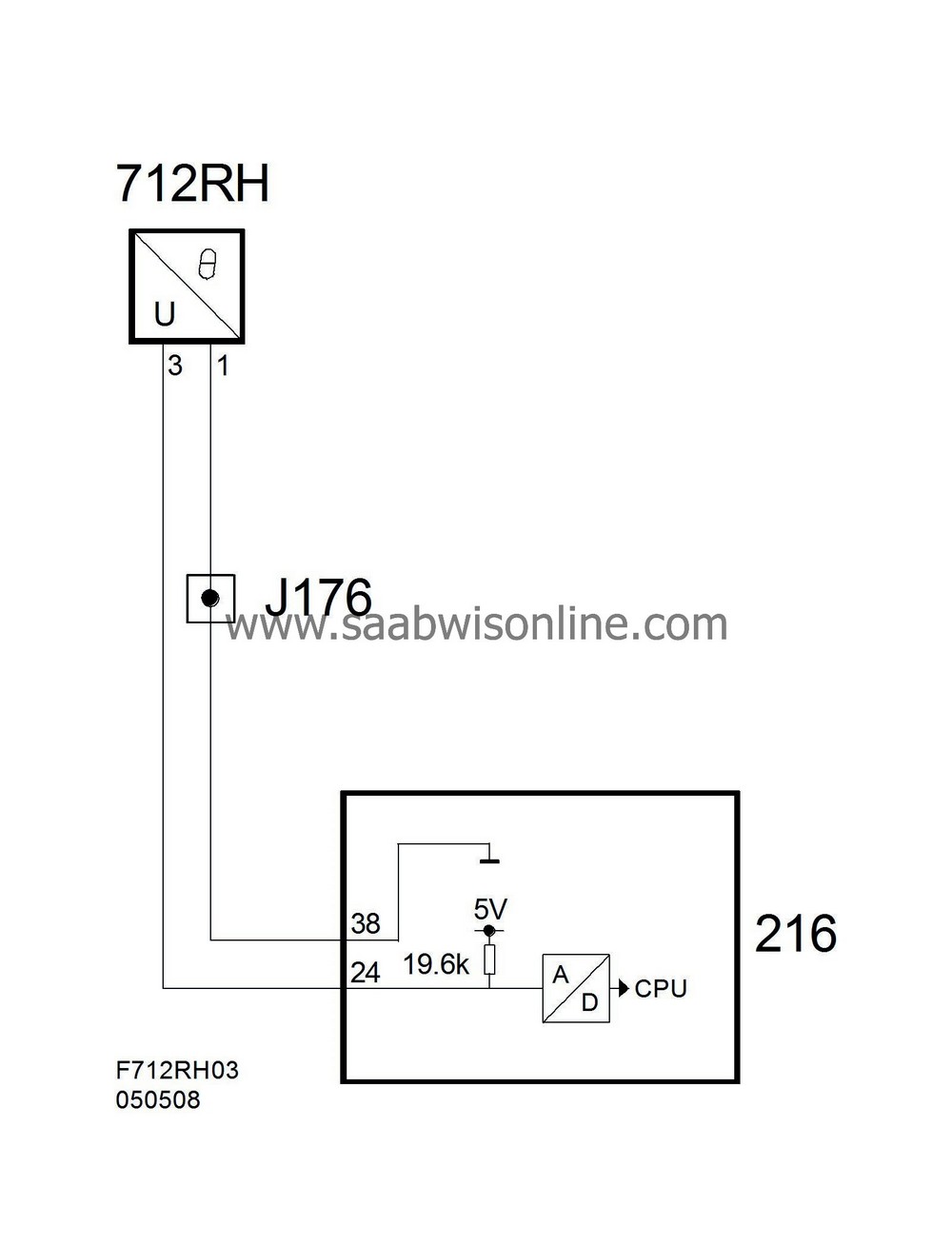Temperature sensor, mixed air, panel, right (712RH) 93 2004 SAAB