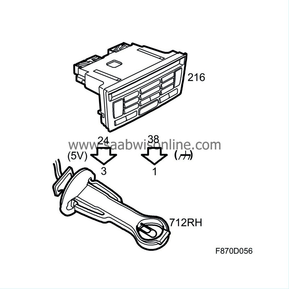 Temperature sensor, mixed air, panel, right (712RH) 93 2004 SAAB