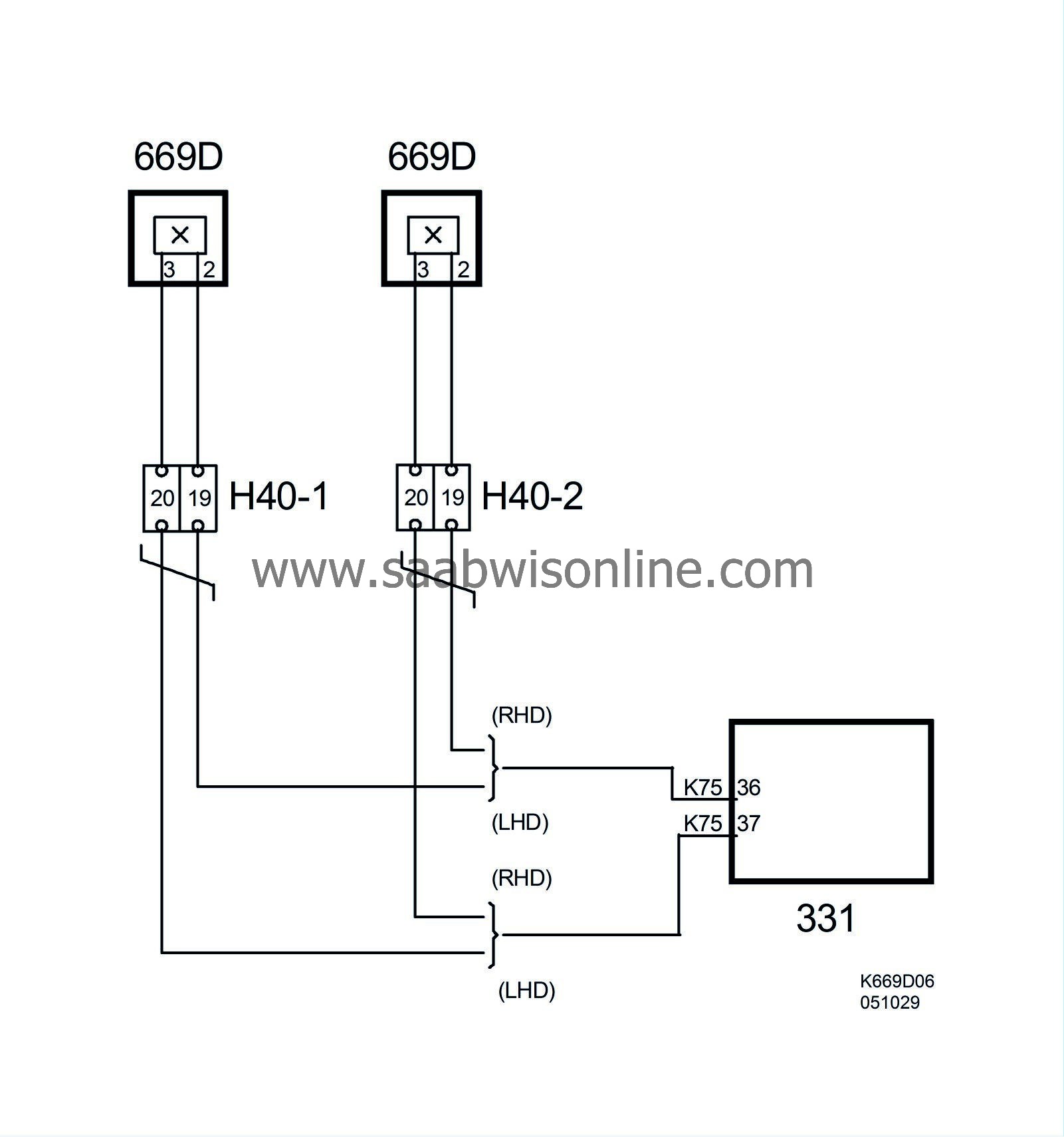 Position sensor, seat (669D) 93 2009 SAAB Information
