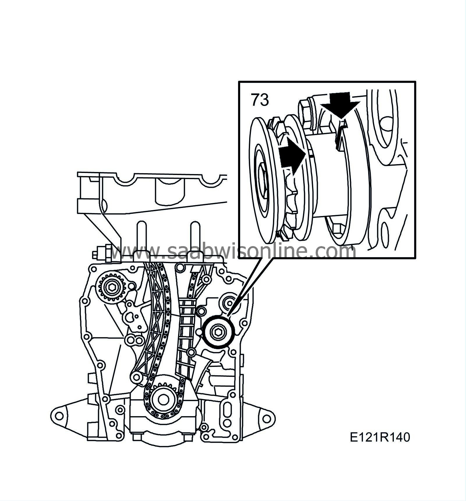 Changing balancer shaft chain/timing chain in car 93 2000 SAAB Information System