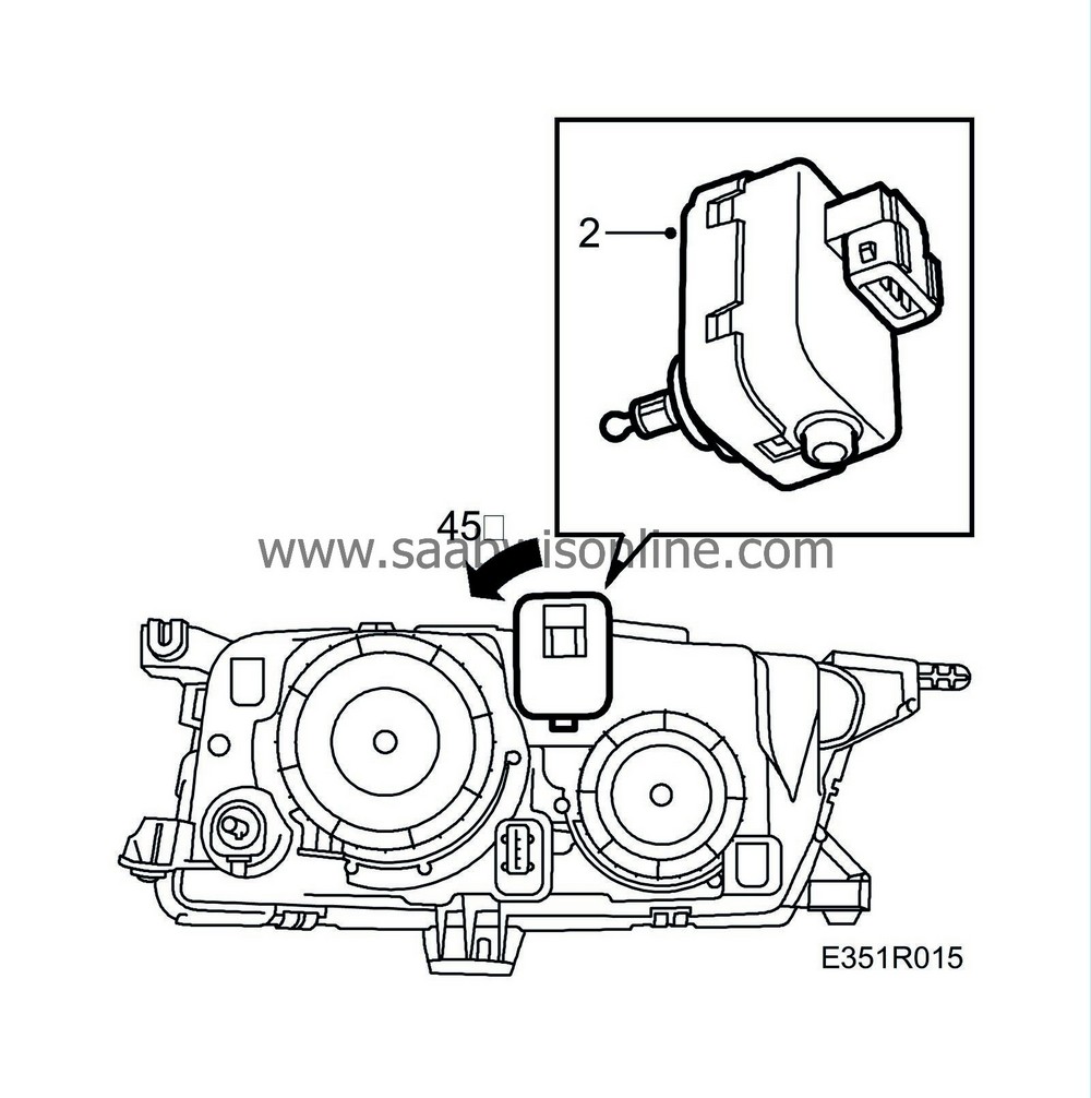Headlamp beamlength adjustment motor 93 2000 SAAB