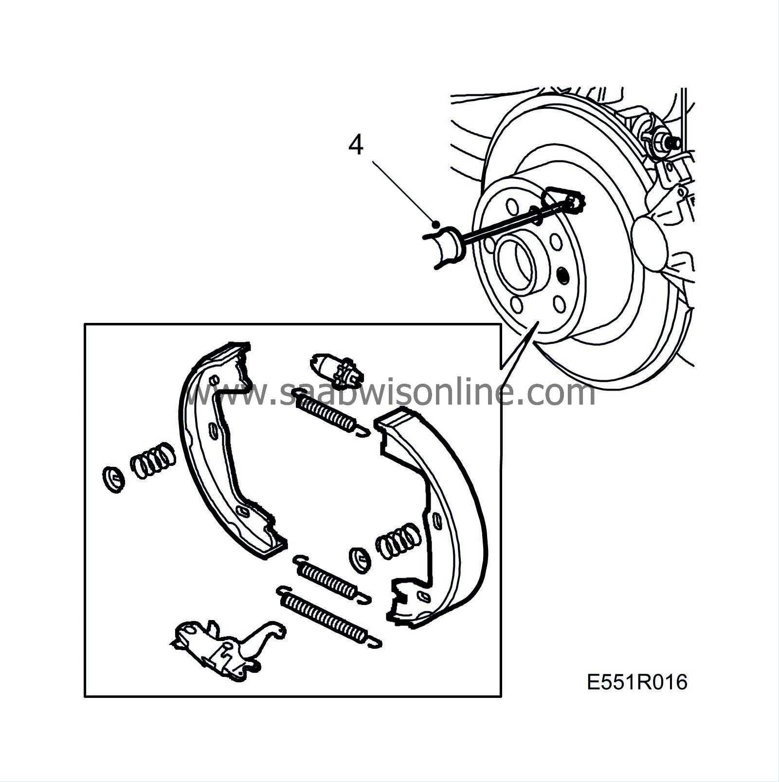 Adjusting the handbrake shoes 95 2007 SAAB Information
