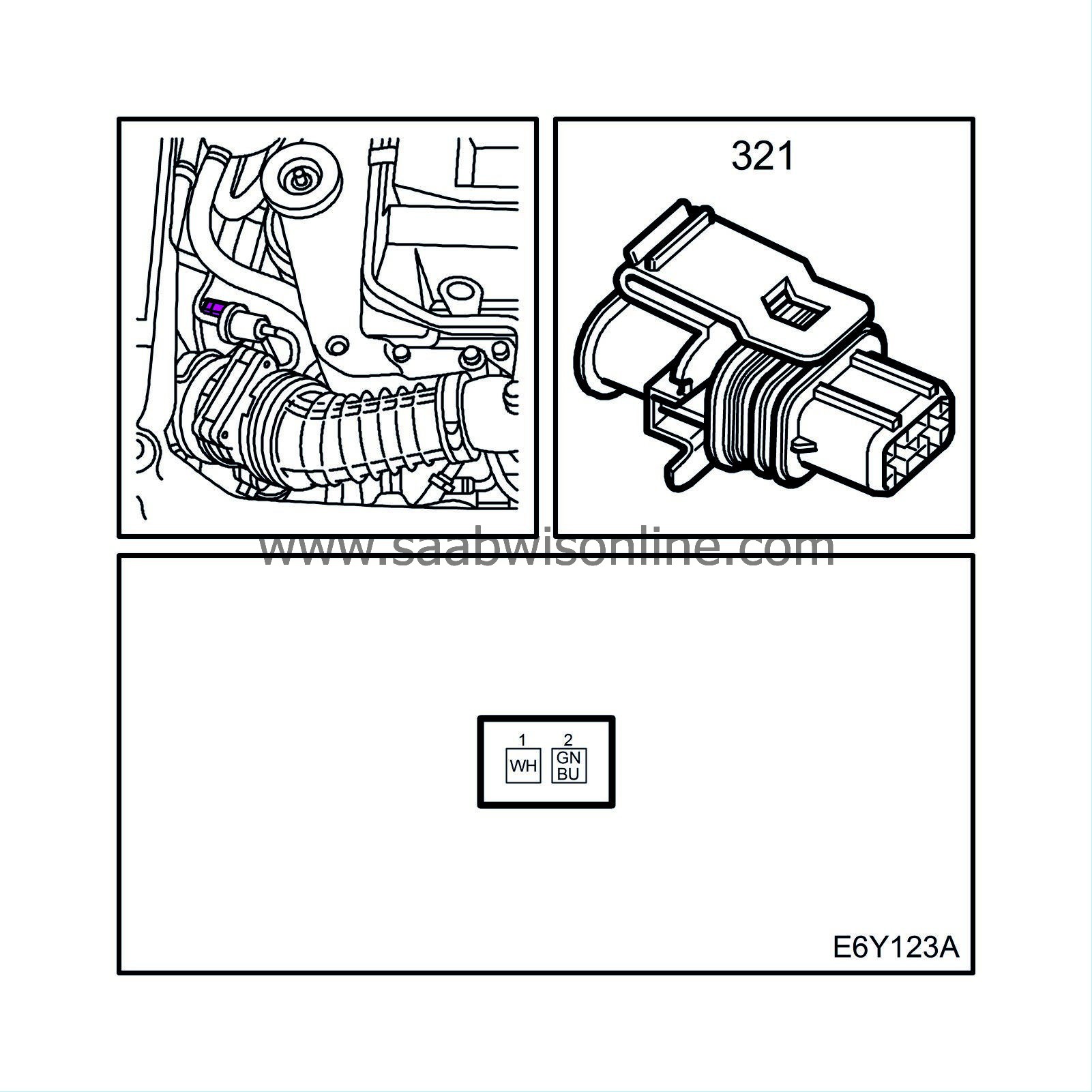 Purge valve, EVAP canister (321) – 9-5 2007 | SAAB Workshop Information