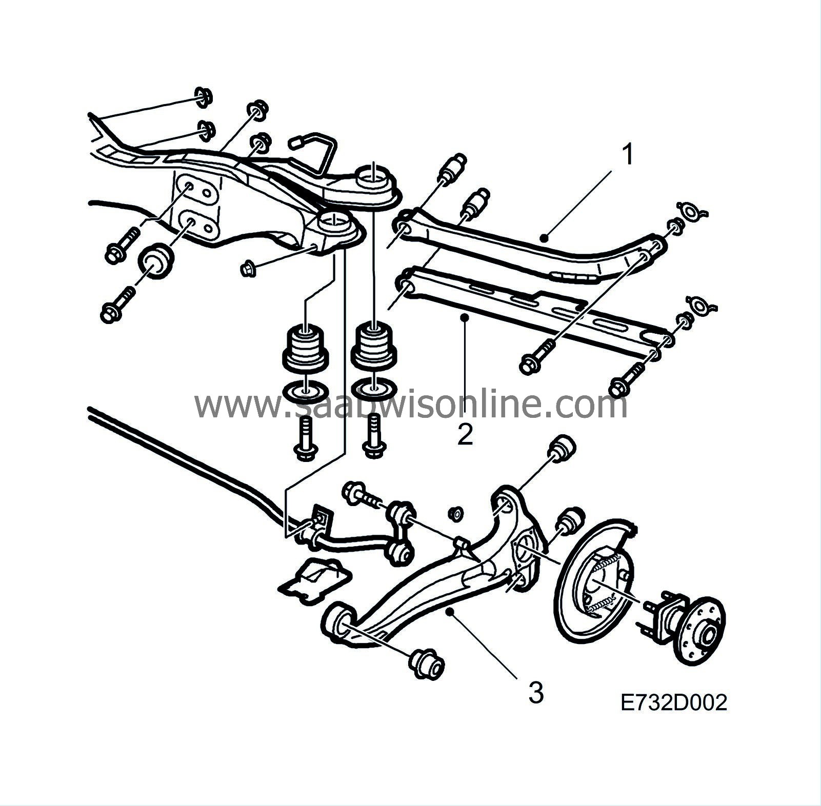 Rear suspension – 9-5 2007 | SAAB Workshop Information System Online