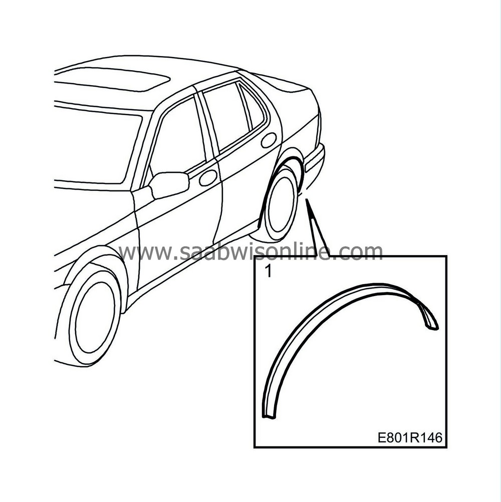 Rear wheel arch moulding 93 2000 SAAB Information System