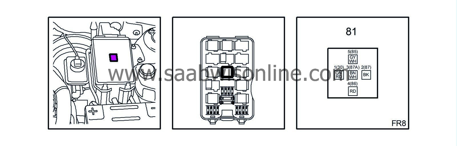 Relay, 2speed radiator fan, high speed or Relay, LH fan, high speed (81) 95 1999 SAAB