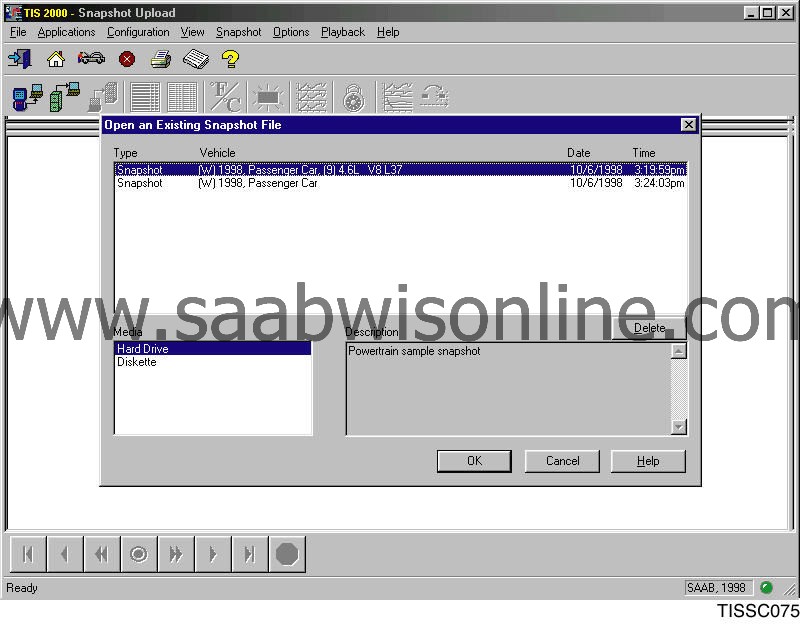 Snapshot, Upload/Display 93 2000 SAAB Information System